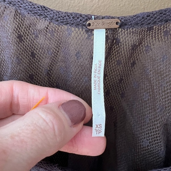 Free People Womens Elegant Brown Lace Top Size XS Boho Cropped - Picture 4 of 7